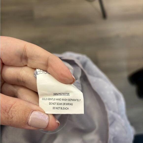 Saints + Secrets Light Purple Swiss Dot Wrap Belted Dress Size Small - Picture 7 of 7